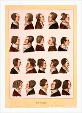 Engraving 1811, profile portraits of 20 men, called nabobs, who are representatives of the East