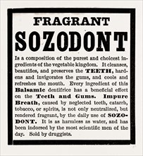 Fragrant Sozodont, 19th century engraving