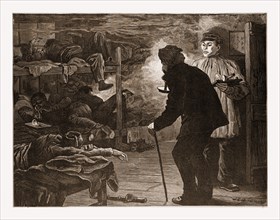 AN OPIUM DEN IN A CHINESE CITY, 1880, 19th century engraving, China