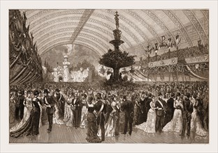 THE KNIGHTS TEMPLAR IN CHICAGO-GRAND BALL AT THE EXPOSITION BUILDING, FROM A SKETCH BY FRANK H.