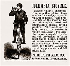 Columbia bicycle, USA, America, 19th century engraving