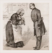 THE WIDOW'S WANTS, 1880, 19th century engraving, USA, America