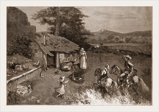 THE SETTLER'S FIRST HOME IN THE FAR WEST, DRAWN BY W. A. ROGERS, 1880, 19th century engraving, USA,