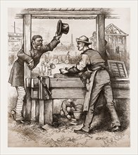 RESUMPTION, OF HONEST MONEY AND WORK., 1880, 19th century engraving, USA, America
