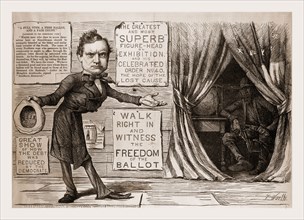 THE GREAT DEMOCRATIC MORAL SHOW., 1880, 19th century engraving, USA, America
