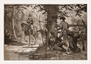 THE CAPTURE OF ANDRE., 1880, 19th century engraving, USA, America