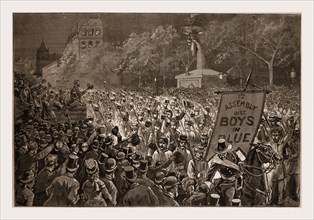 REPUBLICAN ENTHUSIASM IN NEW YORK-THE GRAND PROCESSION OF OCTOBER 11 PASSING THE REVIEW STAND.,