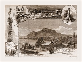 THE KING'S MOUNTAIN CENTENNIAL. From SKETCHES BY H. BRADLEY., 1880, 19th century engraving, USA,