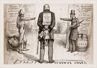" A CHANGE IS NECESSARY"â€î" WHO SHOULD WITHDRAW ?"., 1880, 19th century engraving, USA, America