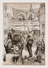 A CAMPAIGN OF " CHANGES."., 1880, 19th century engraving, USA, America