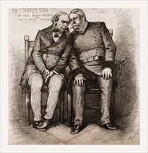 "A LOCAL QUESTION." " WHO IS TARIFF, AND WHY IS HE FOR REVENUE ONLY?" 1880, 19th century engraving,