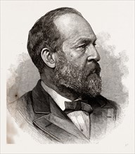JAMES A. GARFIELD, PRESIDENT-ELECT OF THE UNITED STATES, 1880, 19th century engraving, USA, America