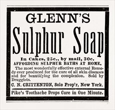 Glenn's Sulphur Soap", 1880, 19th century engraving, USA, America