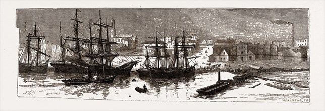 MELBOURNE, FROM A SKETCH MADE IN 1855", 19th century engraving, Australia