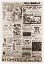 Advertising 1880, USA, US, America, 19th century engraving