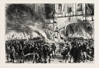 Burning the Pope in Effigy at Temple Bar, London, UK, 19th century engraving