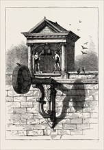 ST. DUNSTAN'S CLOCK. London, UK, 19th century engraving