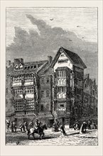 IZAAK WALTON'S HOUSE. London, UK, 19th century engraving