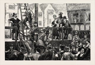 EXECUTION OF TOMKINS AND CHALLONER. London, UK, 19th century engraving