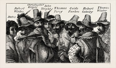 GUY FAWKES AND THE CONSPIRATORS. London, UK, 19th century engraving
