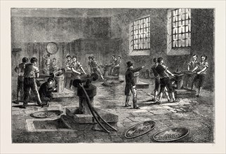 INTERIOR OF THE MINT, London, UK, 19th century engraving
