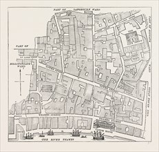 TOWER STREET WARD. London, UK, 19th century engraving, map