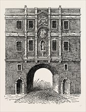 Old Lud Gate, about 1750, London, UK, 19th century engraving