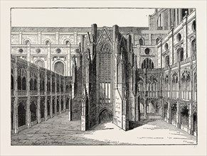 THE CHAPTER HOUSE OF OLD ST. PAUL'S, FROM A VIEW BY HOLLAR. London, UK, 19th century engraving