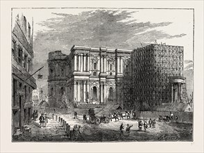 THE REBUILDING OF ST. PAUL'S. London, UK, 19th century engraving