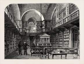 THE LIBRARY OF ST. PAUL'S. London, UK, 19th century engraving