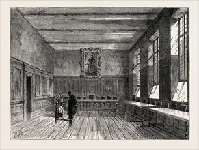CHAPEL OF MERCHANT TAYLORS' SCHOOL. London, UK, 19th century engraving