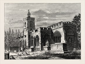 ST. DUNSTAN'S, STEPNEY. London, UK, 19th century engraving