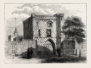 OLD GATEWAY AT STEPNEY. London, UK, 19th century engraving