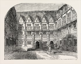 SIR THOMAS GRESHAM'S HOUSE IN BISHOPSGATE STREET, London, UK, 19th century engraving