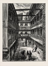 The Four Swans Inn, London, UK, 19th century engraving
