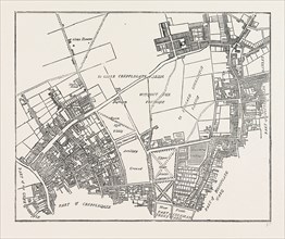 Moorfields and its neighbourhood, From a Map of about 1720. London, UK, 19th century