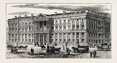 NEW GENERAL POST OFFICE, ST. MARTIN'S-LE-GRAND. London, UK, 19th century engraving
