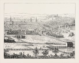London from Islington, West End, by Canaletti in 1753,  UK, 19th century engraving