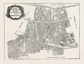 Map of Farringlon Ward Without, 1750, London, UK, 19th century engraving
