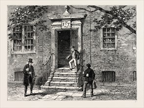 DOORWAY IN STAPLE'S INN. London, UK, 19th century engraving
