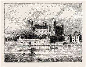 SUFFOLK HOUSE. London, UK, 19th century engraving