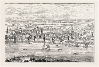 LONDON FROM TEMPLE BAR TO CHARING CROSS. London, UK, 19th century engraving