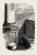 DR. JOHNSON'S PEW IN ST. CLEMENT'S. London, UK, 19th century engraving