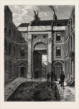 ESSEX WATER GATE, ESSEX STREET, STRAND. London, UK, 19th century engraving