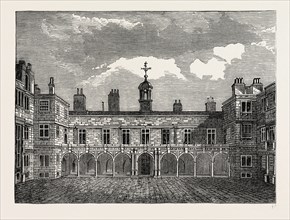 COURT OF OLD SOMERSET HOUSE, FROM THE NORTH. London, UK, 19th century engraving