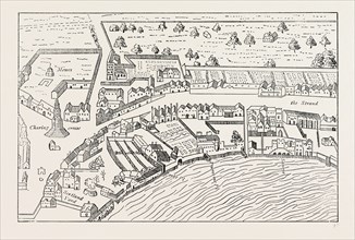 THE STRAND IN 1560. London, UK, 19th century engraving