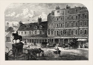 CHARING CROSS FROM NORTHUMBERLAND HOUSE IN 1750. London, UK, 19th century engraving