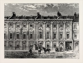 OLD HOUSES IN GREAT QUEEN STREET, SOUTH SIDE. London, UK, 19th century engraving