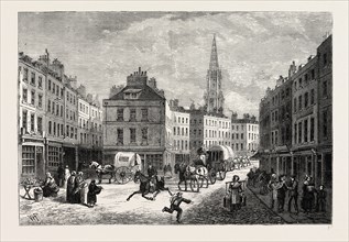 MIDDLE ROW, ST. GILES'S. London, UK, 19th century engraving