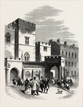 ENTRANCE TO THE HOUSE OF LORDS, Westminster, London, UK, 19th century engraving